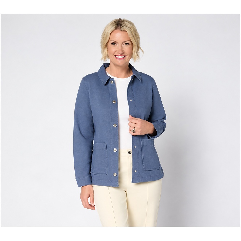 Denim & Co. Twill Snap Front Jacket with Pockets Indigo, X-Large